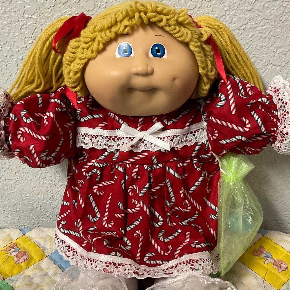 Vintage Cabbage Patch Kid Girl HTF Butterscotch Hair Blue Eyes Head Mold #3 1985